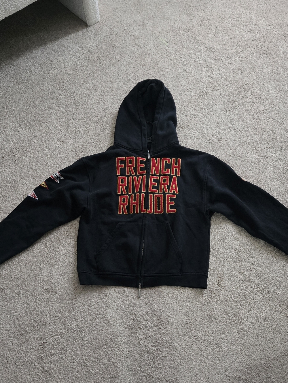 Rhude French Riviera Black Double Zip Hoodie Size Large
